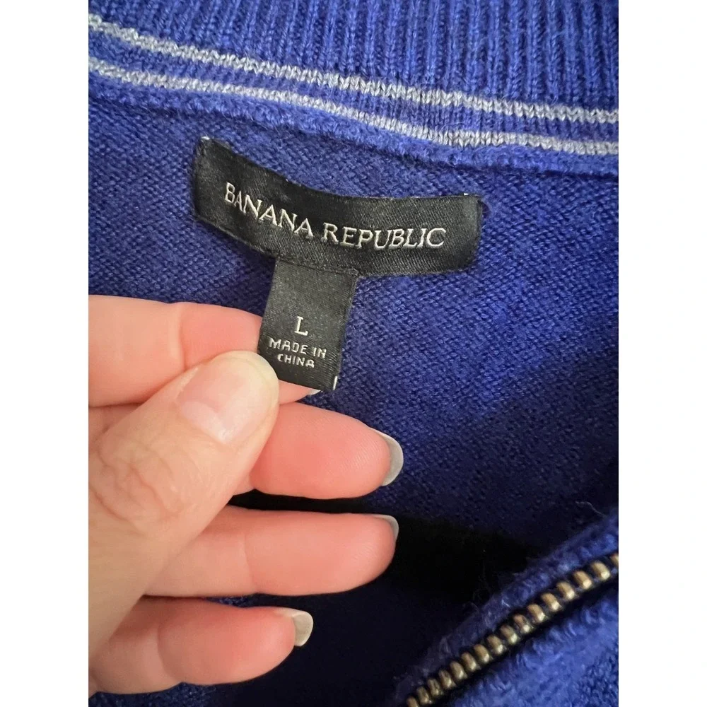 Men s Blue Banana Republic‎ Long Sleeve Full Zip Wool Cardigan Size L